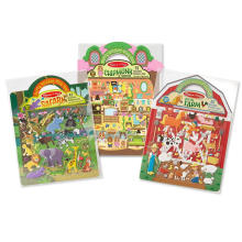 Benutzerdefinierte kreative Princess Farm Safari Pirate wiederverwendbare geschwollene Aufkleber Spiel Sets